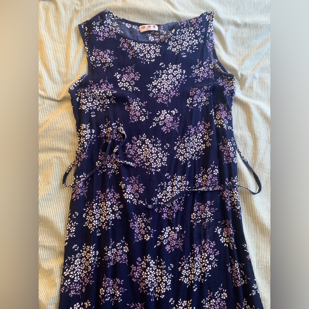 90s style floral midi dress